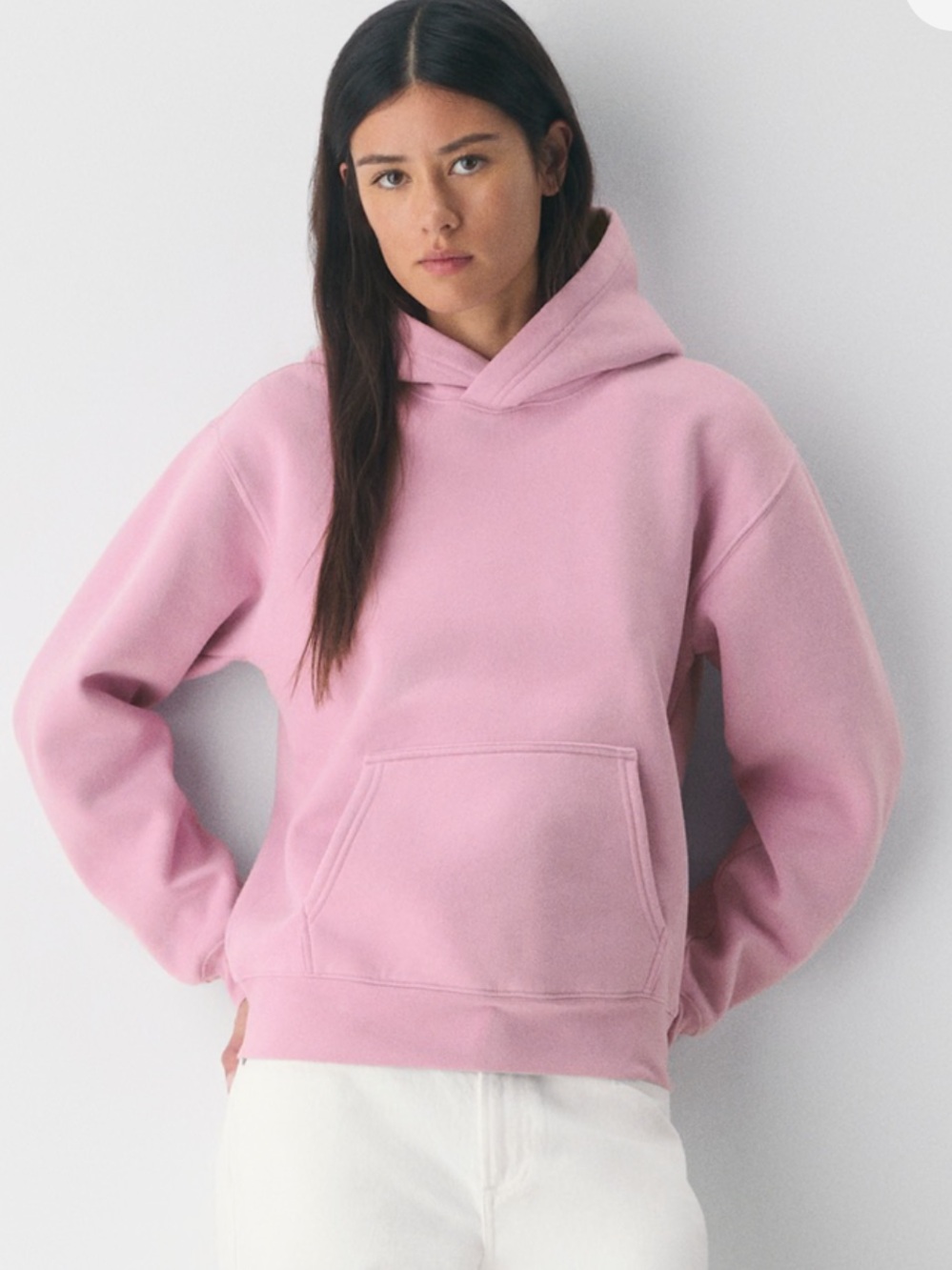Pink Oversized Pullover Hoodie Sweatshirt Size L